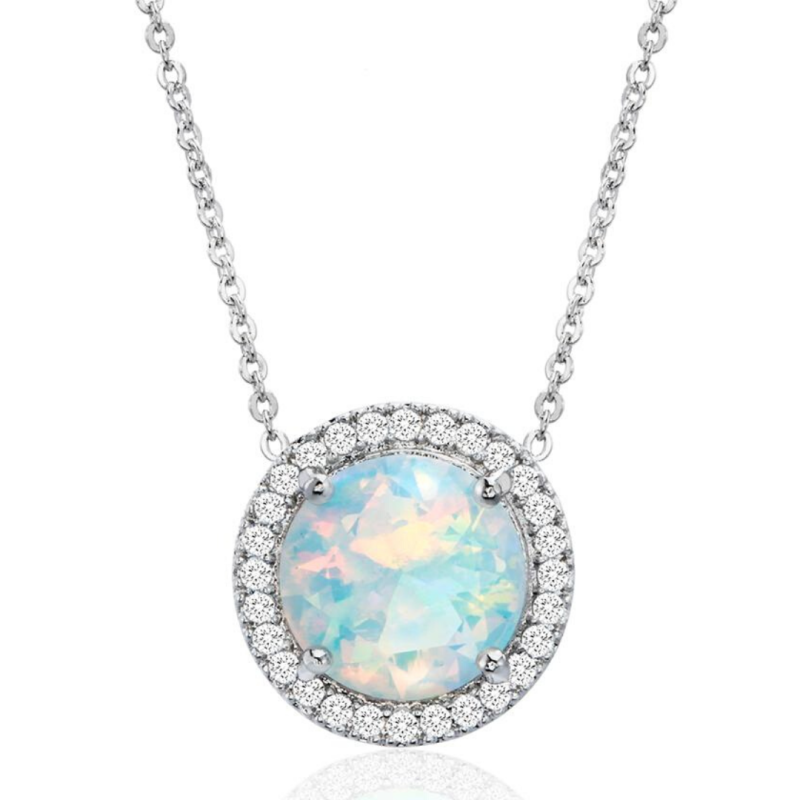 Classic Sapphire Halo Necklace - Luciana Rose Jewelry